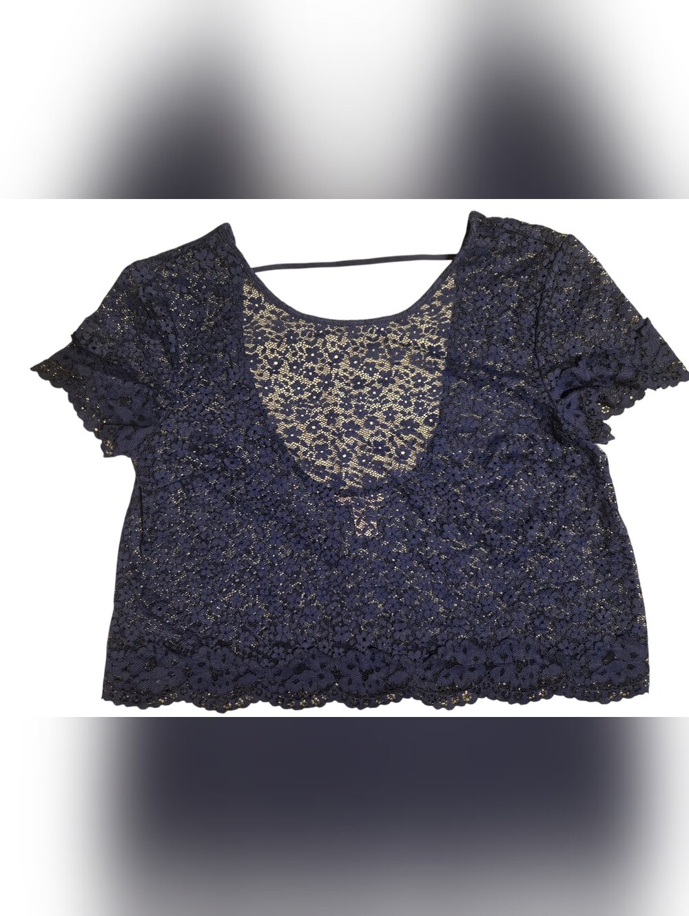 Victoria’s Secret Sheer Navy Lace Crop Top Size S